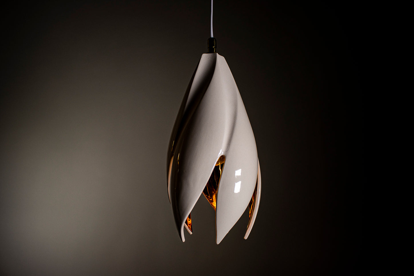 Twist Pendant (Medium) in Mist White and Copper Lustre - Gloss